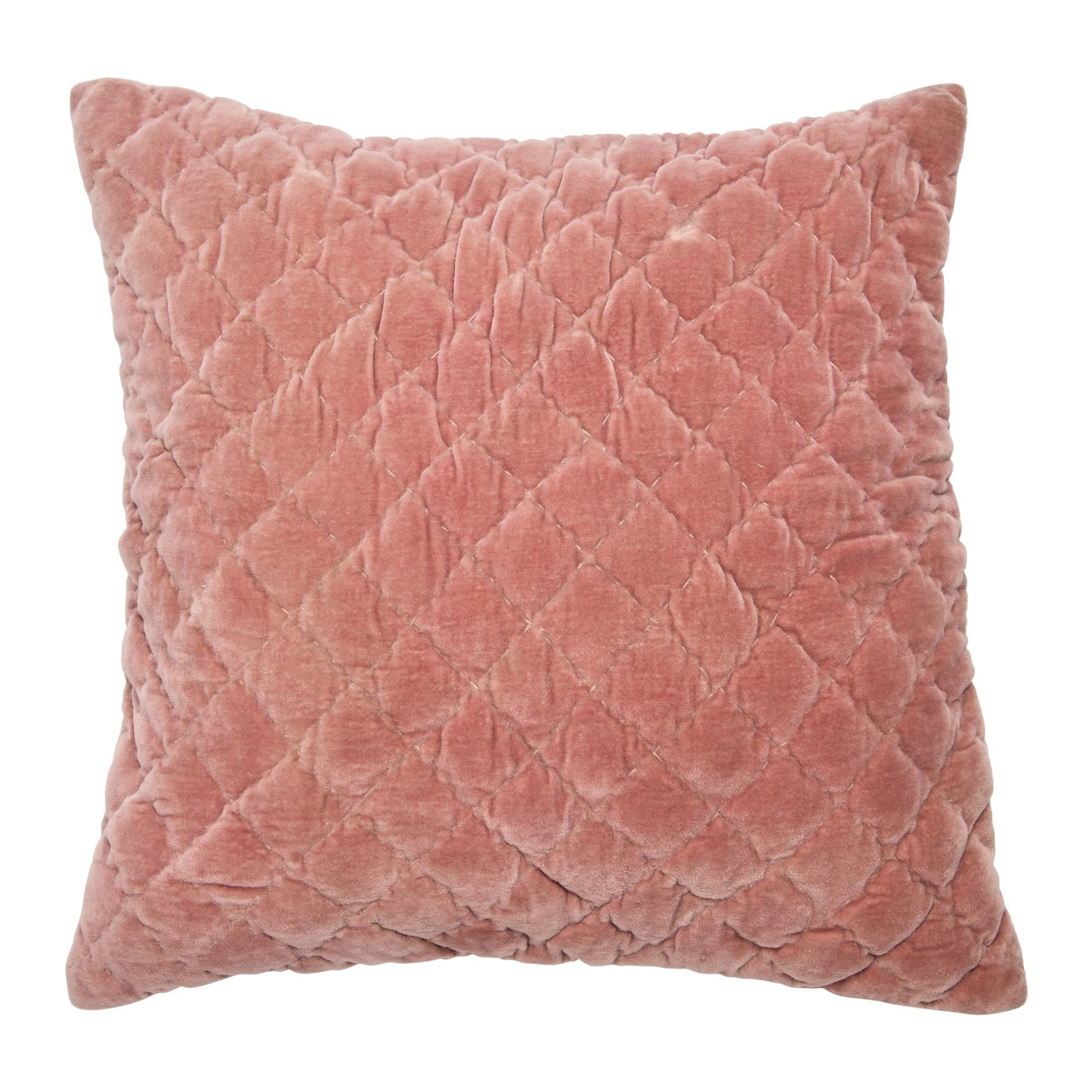 Hello Honey® 20'' Pink Square Quilted Velvet Pillow Cover